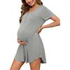 Uniexcosm Camicia Notte Premaman Cotone Camicia da Notte Premaman con Mezza abbottonatura Parto Grigio Chiaro M