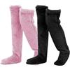 Ruarby 2 paia di calze invernali da donna spesse e pelose in peluche a tinta unita calde calze lunghe sopra il ginocchio scaldamuscoli in peluche ispessito calze alte coscia, F, Taglia unica