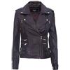 Infinity Leather Giacca da Moto Viola retrò in Pelle 100% Nappa da Donna L
