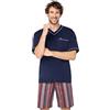 e.VIP OLAF S 202 - Pigiama da uomo in cotone, Marine/Bordeaux, XL