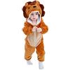 COOKY.D Tuta per Neonata con Cappuccio per Bambina e Bambino Body Autunno Inverno Flanella Outfit Animale Pigiama Costume Cosplay 6-12 Mesi,Leone Marrone