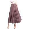 ANIMQUE Donna Estate Gonna in Tulle Lunghezza 83cm Linea A Midi Caviglia Alta Vita Elegante Elastico, Marrone Cannella