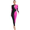 Aislor Tuta Intera Donna Sportiva Strass Body Ginnastica Artistica Maniche Lunghe Leotards Body Danza Classica Abito da Pattinaggio Ballo Jumpsuit Bodysuit A Rosa XL