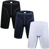 Nuofengkudu Uomo Gamba Lunga Sportivo Cotone Boxer Aderenti Senza Cuciture Mutande Boxershorts(Pacco da 3) Bianco/Blu/Nero XXXL