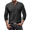 HZQIFEI Maglietta da Uomo Henley Manica Lunghe Casuale Henley Shirt Leggero Uomo T Shirt Manica Lunga Vintage CS04 (Grigio Scuro, XL)