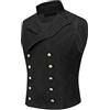 YFFUSHI Gilet in Pelle Scamosciata da Abito per Uomo Doppiopetto Gotico Steampunk Gilet in Velluto da Uomo Cowboy Giacca Senza Maniche