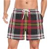 Wzzzsun Plaid Scozzese Rosso Nero A Griglia Costume da Bagno Uomo Pantaloncini da Surf Asciugatura Veloce Costumi Spiaggia Calzoncini