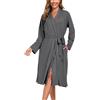 Beuwltpa Vestaglia leggera da donna, accappatoio lungo da donna, morbido kimono lavorato a maglia, per abbigliamento da casa e indumenti da notte, Grigio scuro, M