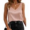 Cicy Bell Canotta da donna in raso con scollo a V, top senza maniche estivi, bluse in chiffon casual, cami shirt, Colore: rosa., L
