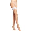 Wolford, Autoreggenti Grigio Chiaro, Nude 8 denari, con fascia di pizzo bianco (M)
