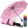 WLine Wind Ombrello Pieghevole Antivento da Pioggia con 10 Aste Rinforzate e Tela Idrorepellente 210T - Ombrello Portatile Resistente Apri e Chiudi Automatico, Diametro 104cm (Rosa senza Custodia)