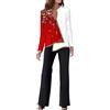 MJGkhiy Completo Donna Elegante Tailleur Cerimonia Curvy Tuta Moda Maniche Lunghe Scollo a V Camicia Patchwork e Pantaloni a Gamba Larga Set Due Pezzi Blazer da Abito e Pantalone Outfit per Sera