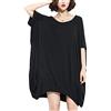 ellazhu Women Mid-Long Personality Hem Solid Oversize T-Shirt GA200