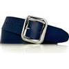 almela - Cintura da donna con fibbia argento lucido | Vera pelle | 40 mm - 4 cm di larghezza | Cinghia cuoio | Cinturino | Women's belt (Blu, 105)