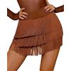 SEAUR Gonna latina da donna con frange, con pantaloncini, Tango Rumba Cha Cha Samba, abbigliamento da allenamento per danza, lunghezza gonna: 38-39 cm, EU S-XL = (Asia M-2XL), marrone, L