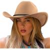 DRESHOW Cappello da Cowboy Donna Classico Cappello Western Retro a Tesa Larga con Fibbia e Cintura Cappelli Fedora in Feltro Arrotolati Unisex