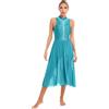 Freebily Abito da Ballo Latino Lirico Contemporaneo Donna Strass Leotards da Danza Classica Moderna Ballerina Senza Maniche Vestito da Danza Samba Rumba Salsa Ginnastica