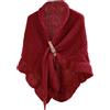 KAQNTUD Elegant Poncho Scialle con Apertura Anteriore, Morbido e Caldo, Avvolgente Scialle da Viaggio, Cappotto in Maglia Oversized per Donna e Uomo, Poncho da Viaggio per Uomo e Donna, Rosso, Taglia unica