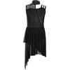 Oyolan Bambino Ragazza Vestito Danza Classico Balletto Body Ginnastica Vestito Danza Contemporanea Asimmetrico Costume Spettacolo 5-16 Anni, C Nero, 9-10 Anni