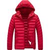 Generic Giacca tipo parka da uomo, leggera, trapuntata, con cappuccio, invernale, calda, con cappello staccabile, piumino di dimensioni maggiori, resistente all'acqua, in piuma, Rosso, 5XL