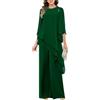 shownicer Completo Donna Elegante Tailleur Donna Eleganti Tuta in Chiffon 3 Pezzi Set Curvy Completo da Cerimonia Madre della Sposa Abiti Taglia Grande A Verde Scuro 52
