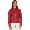D'Arienzo Giacca Pelle Nera Donna Giubbotto Biker Vera Pelle Made in Italy Linda