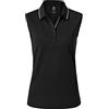 MoFiz Polo Senza Maniche Donna Camicia Golf Shirt Estiva Cotone Top Traspirante Nero XXL