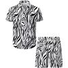 COSAVOROCK Camicia e Pantaloncini Stampa Zebra Uomo Camicie Animale Hawaiane Casual, Leopardata, XL