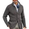 Generic Giacca a maglia chunky da uomo - Maglione con bottoni da uomo, cappotto da uomo con colletto ritto in lana, maglione completo con ago spesso ispessito da uomo, completi da uomo slim fit con 3 bottoni