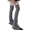 YIGZYCN Leggings da donna Ghette a coste in maglia coscia alta scaldamuscoli sopra il ginocchio copre tinta unita svasato lungo stivali calzini coscia alta a coste calze, grigio, Taglia unica