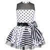 Oyolan Bambina Vestito a pois anni '50 Vintage Tutu da danza Bowknot Paillette Body Palestra Pattinaggio Festa Halloween Carnevale 3-14 anni, Tipo A Bianco, 9-10 Anni