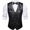 Barry.Wang Set gilet da uomo con paillettes con scollo a V, gilet lucido con papillon, per feste di fine anno, smoking, matrimonio, abito da uomo, taglie S-3XL