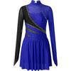 Oyolan Body da donna Ginnastica Strass Brillante Vestito Pattinaggio Artistico Manica Lunga Costume Danza S-L, Tipo H Blu, S