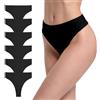 GAREDOB Set di 6 Stringhe in Cotone a Costine a Vita Alta, da Donna | GAREDOB Set di 6 perizomi in cotone a costine a vita alta, senza cuciture, da donna
