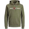 JACK & JONES Felpa con Cappuccio da Uomo con Logo, Verde (Dusty Olive/Reg Fit), S (EU) Uomo