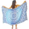 Mandala Life ART Pareo Da Spiaggia Donna Grande Lungo Frangia Blu Telo Sarong Xxl Bohemian Copricostumi Da Mare Bikibi Cover Up Sclarpa Gonna Decorazione Murale Arazzo Da Parete 180X120Cm Rayon Fatto In India