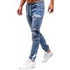 Generic Jeans bootcut da uomo, jeans cargo da uomo UK elastico in vita tasche con cerniera pantaloni in denim da uomo bootcut jeans da motociclista skinny elasticizzati slim fit pantaloni in denim con zip