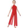 Freebily Abito da Balletto Bambina Ballo Lirico Contemporaneo Body Danza Rosso 11-12 anni