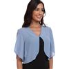 SURVODJA Cardigan corto da donna in chiffon leggero maglioni a maniche corte bolero coprispalle per vestito, Blu polvere, Small