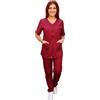 Peter's abiti da lavoro Divisa da lavoro donna,completa,sanitaria,infermiera,oss,ospedaliera,con zip,vari colori (L, BORDEAUX)