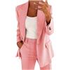 KHIRVWL Completo Tailleur da Donna, 2 Pezzi, Slim Fit, Giacca a Bottone Unico, con Gonna O Pantalone, da Ufficio Completo da Donna con Giacca e Cardigan con Risvolto e Bottoni alla Moda