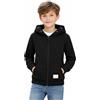 Blu Apparel Felpa con cappuccio unisex con zip intera, in caldo pile, per bambini e ragazze, Nero , 7-8 Years