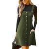 CUPSHE Abiti casual da donna con scollo quadrato con bottoni frontali senza maniche tasche una linea mini abito generale