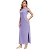 WUWUSKY Vestito Senza Maniche Lungo Abiti Cerimonia Donna Elegante Estivo con Due Tasche, 01 Viola Chiaro, M