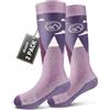 OutdoorMaster 2 Paia Lana Merino Calze da Sci per bambini, Calze Invernali da Snowboard Traspiranti per Ragazze/Ragazzi per Sport All'aria aperta con Sopra il Polpaccio Design/Polsini Antiscivolo