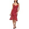 Guess Women's Lace Midi with Flounce Hem Dress, Wine, 10