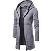 SAUTRV Cardigan lungo da uomo, slim fit, trench da uomo, con cappuccio, a maniche lunghe, caldo e lungo, con cerniera, cardigan lungo con cerniera, Grigio, XXL