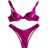 Generic Bikini sexy da donna, riflettente, lucido, metallizzato, con push up e ferretto, colore oro, S