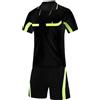 Alvivi Completi Sportivi Tuta da Ginastica Uomo Uniforme da Arbitro Abbigliamento da Arbitro Maglia Arbitro Colletto Risvoltato Pantaloncini con Elastico per Partita dI Calcio Nero 3XL