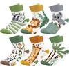 Queenshin 6 Paia Calzini Bambino Bambini Calze Ragazza Colorati con Animali Calzini Caviglia Traspirante Resistente Regalo 3-5 Anni Taglia 26-28